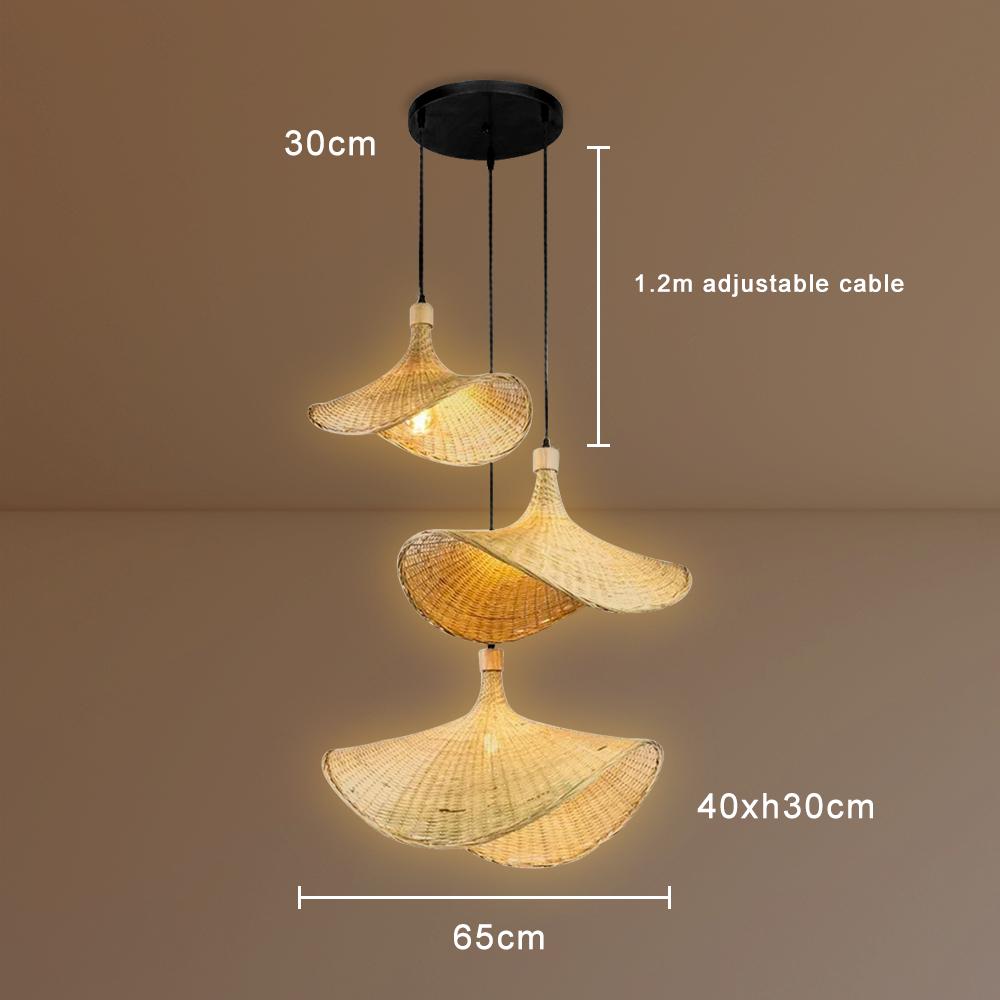 

Классический подвесной светильник Люстра в стиле плетеного ротанга Подвесные светильники Ручная работа Ротанговая лампа Винтажная ресторанная люстра No Bulb чёрный