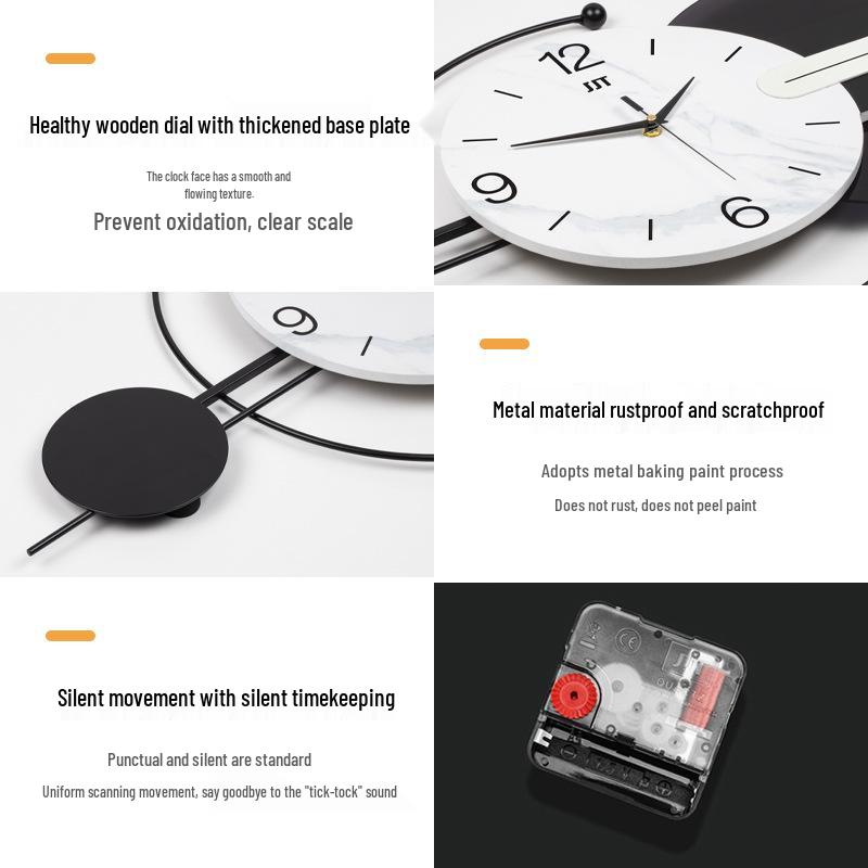 Modern Minimalist Luxury Wall Clock for Living Room or Restaurant - No-Punch Installation, Elegant Decor