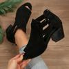 Fashion 2025 Women Sandals  Chunky High Heels Soild Gladiator Open Peep Toe Women Black Shoes Buckle Back Zipper Sandalias De Mujer