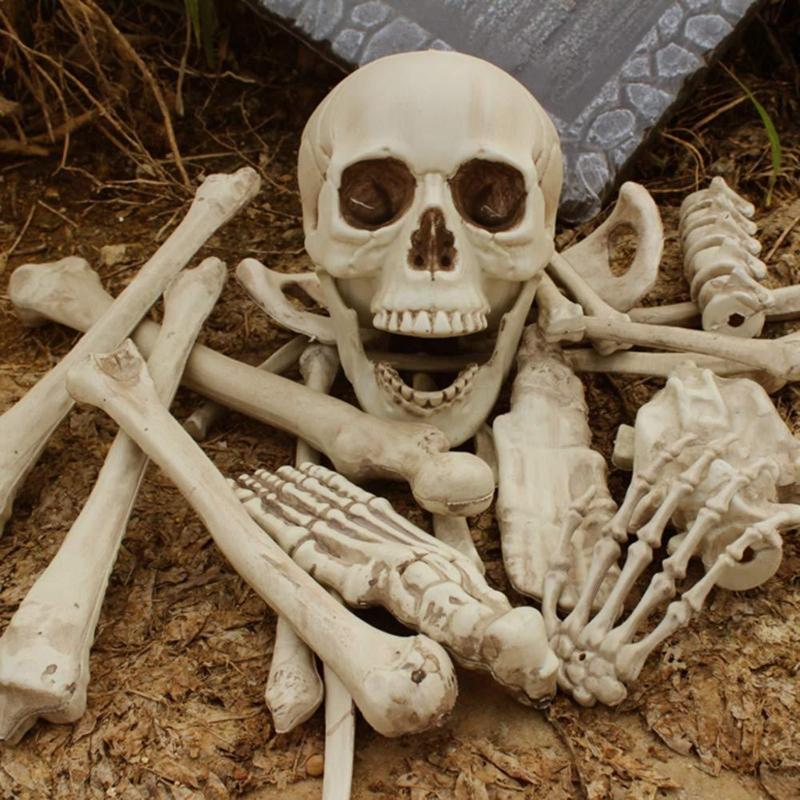 28 Pack Skeleton Bone and Skull Halloween Skeleton Bone Figurine for Halloween Spooky Graveyard Ground Decoration