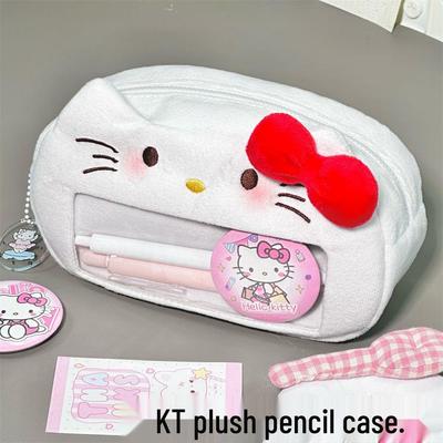 Japanese Cute 3D Cartoon KT Cat Plush Pencil Case for Students