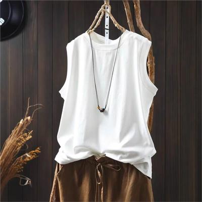 Top Casual da Donna Colore Solido Estivo Senza Maniche Girocollo Abiti Morbidi Top Lavorati a Maglia