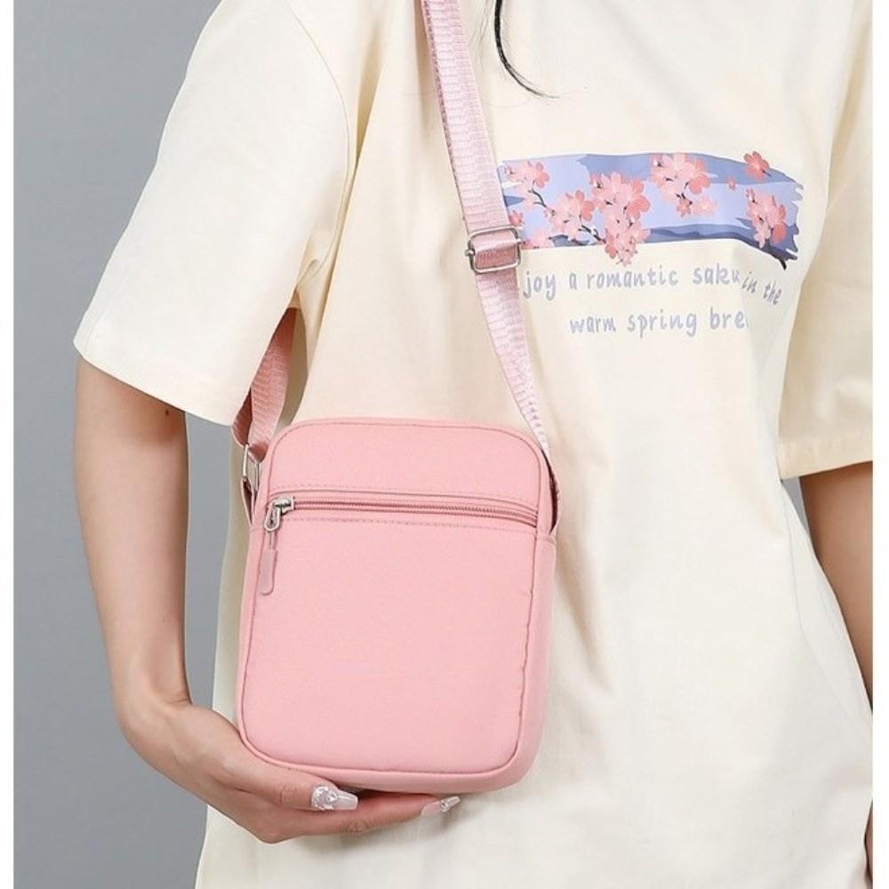 Casual Oxford Cloth Shoulder Bag Solid Color Adjustable Mobile Phone Bag Multiple Compartments Mini Women's Bag