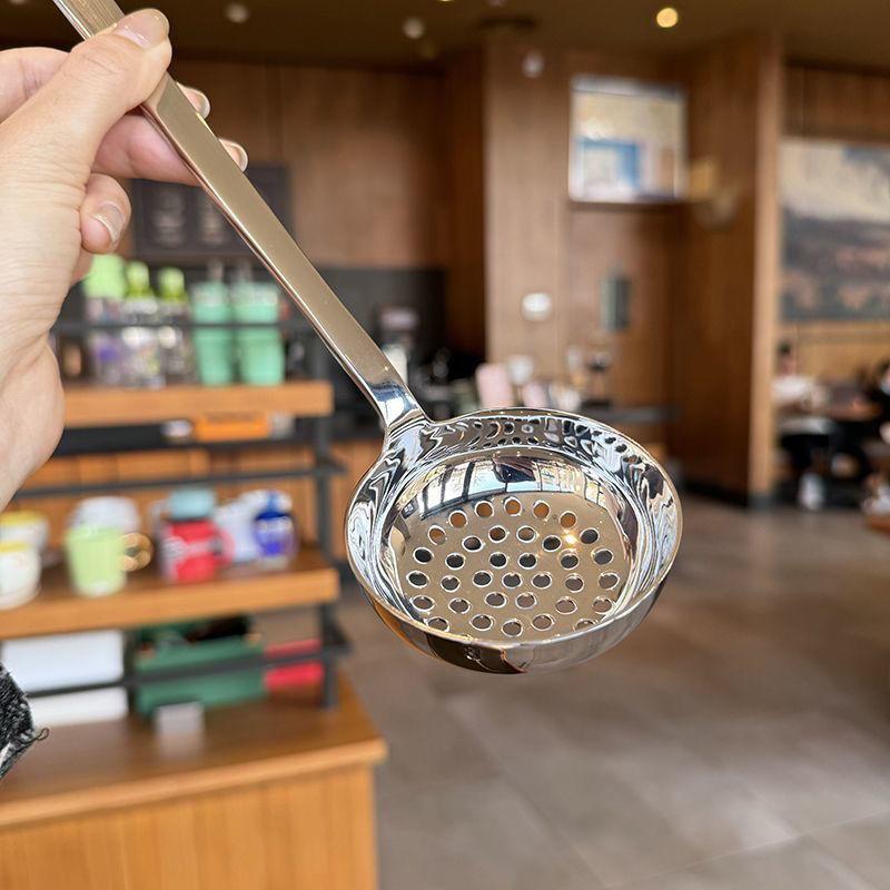 2pcs/set Soup Spoon and Slotted Spoon Set Long Handle Pot Serving Utensil with Ergonomic Grip for Home Kitchen Use