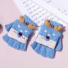 Winter knitted flip half-finger gloves jacquard deer imitation mink cover gloves baby warm back cover gloves