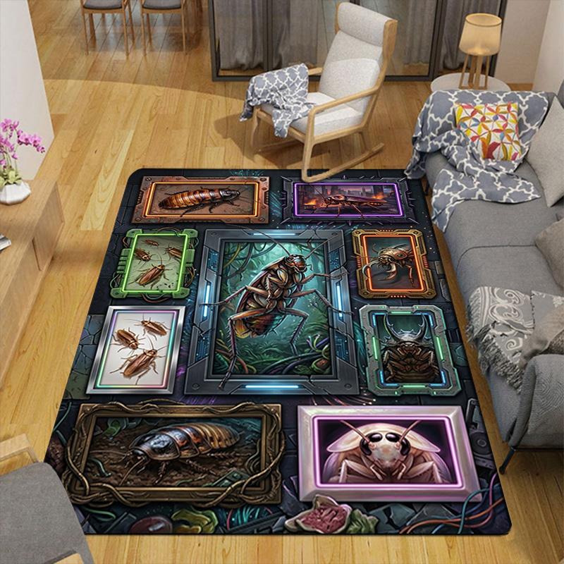 Insect Evolutionary Showcase Pattern Rug Floor Mat for Living Room or Bedroom Soft and Comfortable Carpet a Gift for Birthday and Holiday.