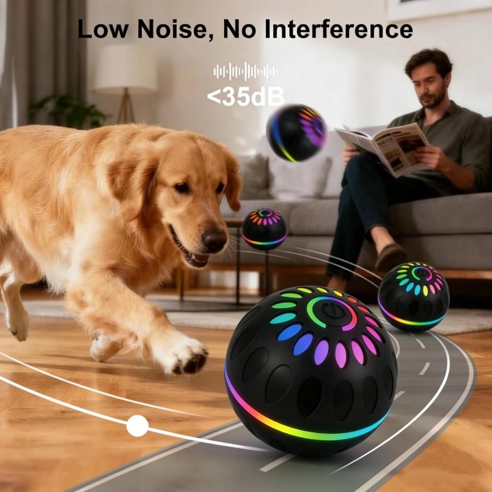 Rechargeable Automatic  Dog Toy Ball Luminous Auto Moving Dog Toy Interactive Rolling Ball  Pet Toy