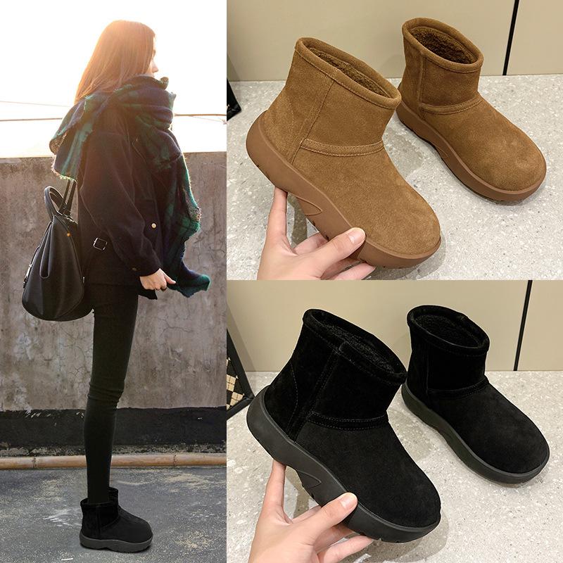 Damen Wasserdichte Echtleder Schneestiefel 2024 - Dicke Sohle & Plüschfutter für den Winter