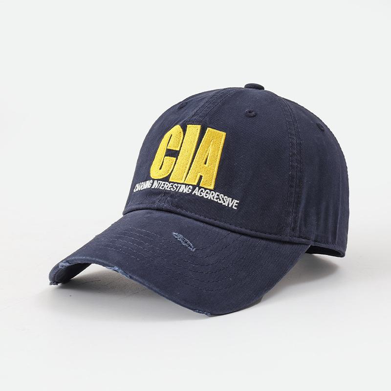 American Retro Embroidery Ripped Baseball Cap Spring and Summer Leisure Sports Sunscreen Visor Face Small Fashion Cap
