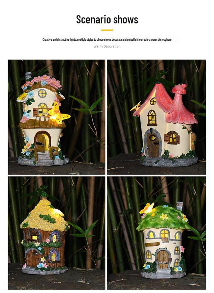 Solar-Powered Resin Fairy Garden Lamp 