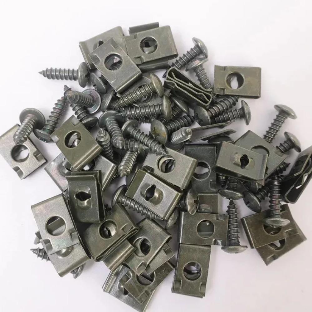 200Pcs Mixed Car Motorcycles Metal Screw Tapping Fastener Clips with Screw Anti-rust Protection Clip Screw Buckle Iron Sheet