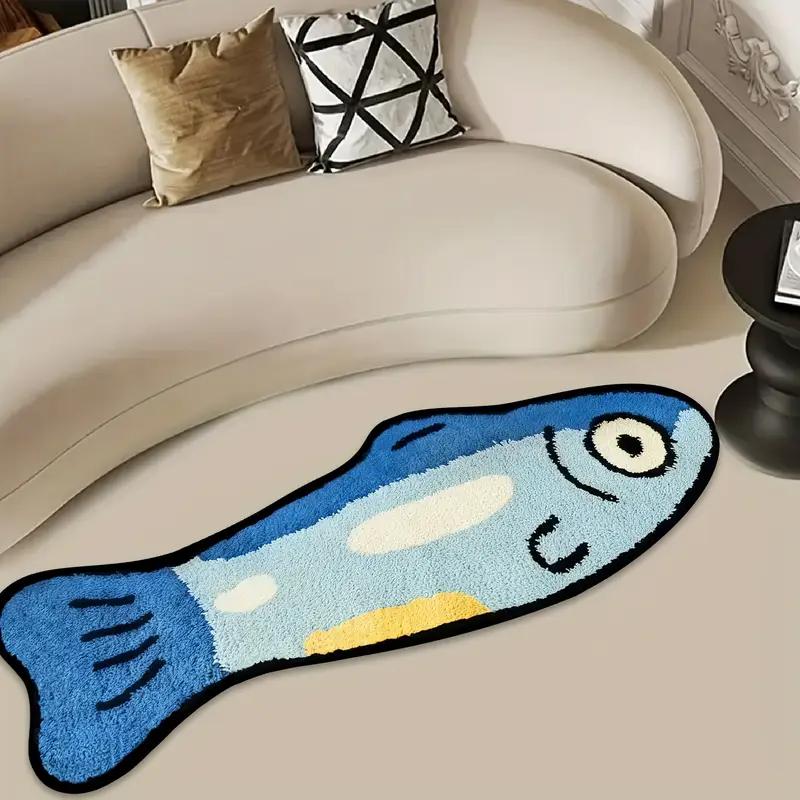 Blue Cartoon Salted Fish Carpet Soft And Washable Home Decor, Suitable For Rooms, Bedrooms, Entrances, And Kitchens