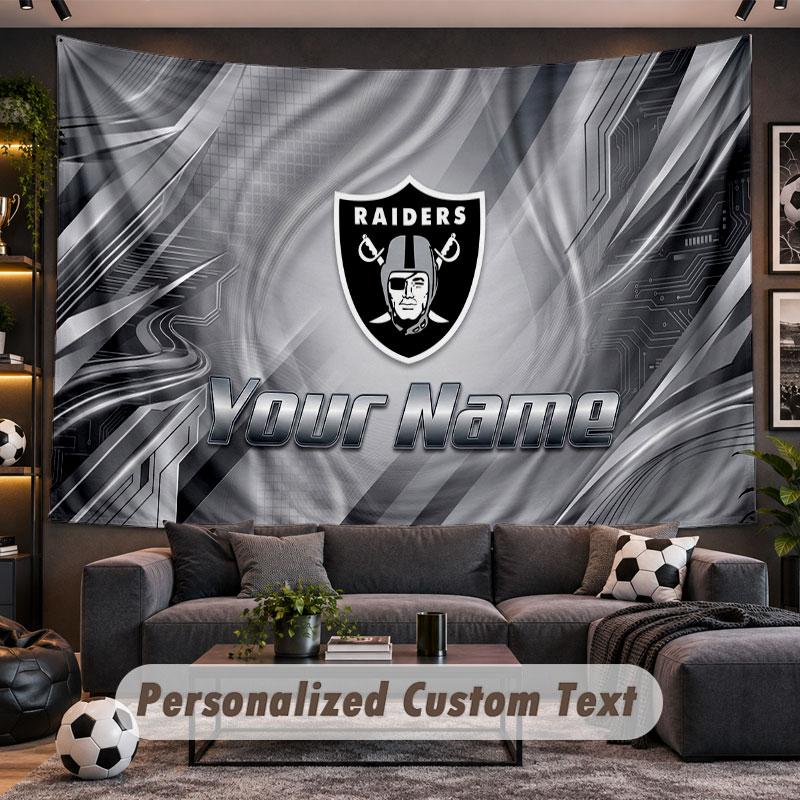 Wall Hanging Tapestry Custom NameLas Vegas Raiders Pattern Personalized Printed Fabric Wall Decor