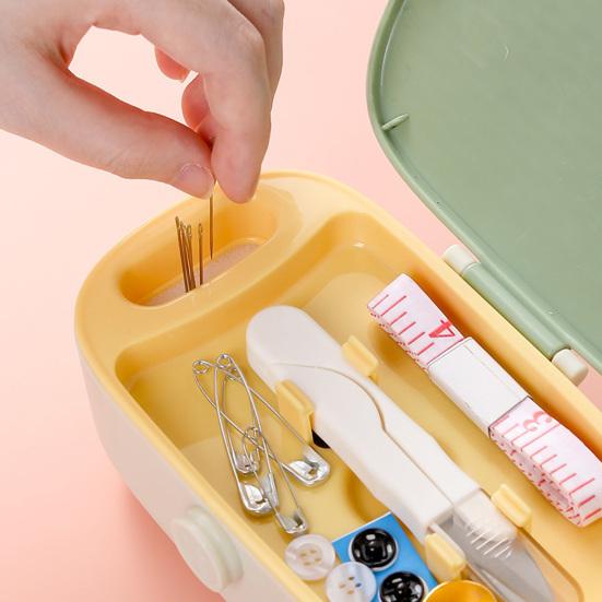 Multi-Function Sewing Kit with Case Portable Thread Needle Set Includes Needles Threads Scissors Buttons Compact Organizer for Travel Home Repairs
