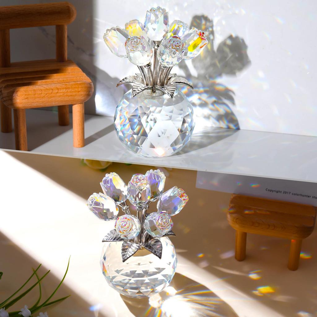Hochzeitstagsgeschenk für Frauen: Beliebtes K9 Kristall Transparent Rose Geschenk - Ein Strauß ewiger Rosen - Ein Rosenornament - Perfekt für Geburtstag