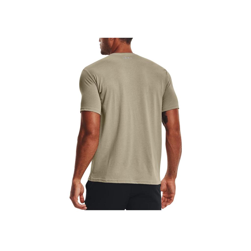 Under Armour Letter Print Crew Neck Short Sleeve T-Shirt Men Tops Khaki Gray 1329582-037