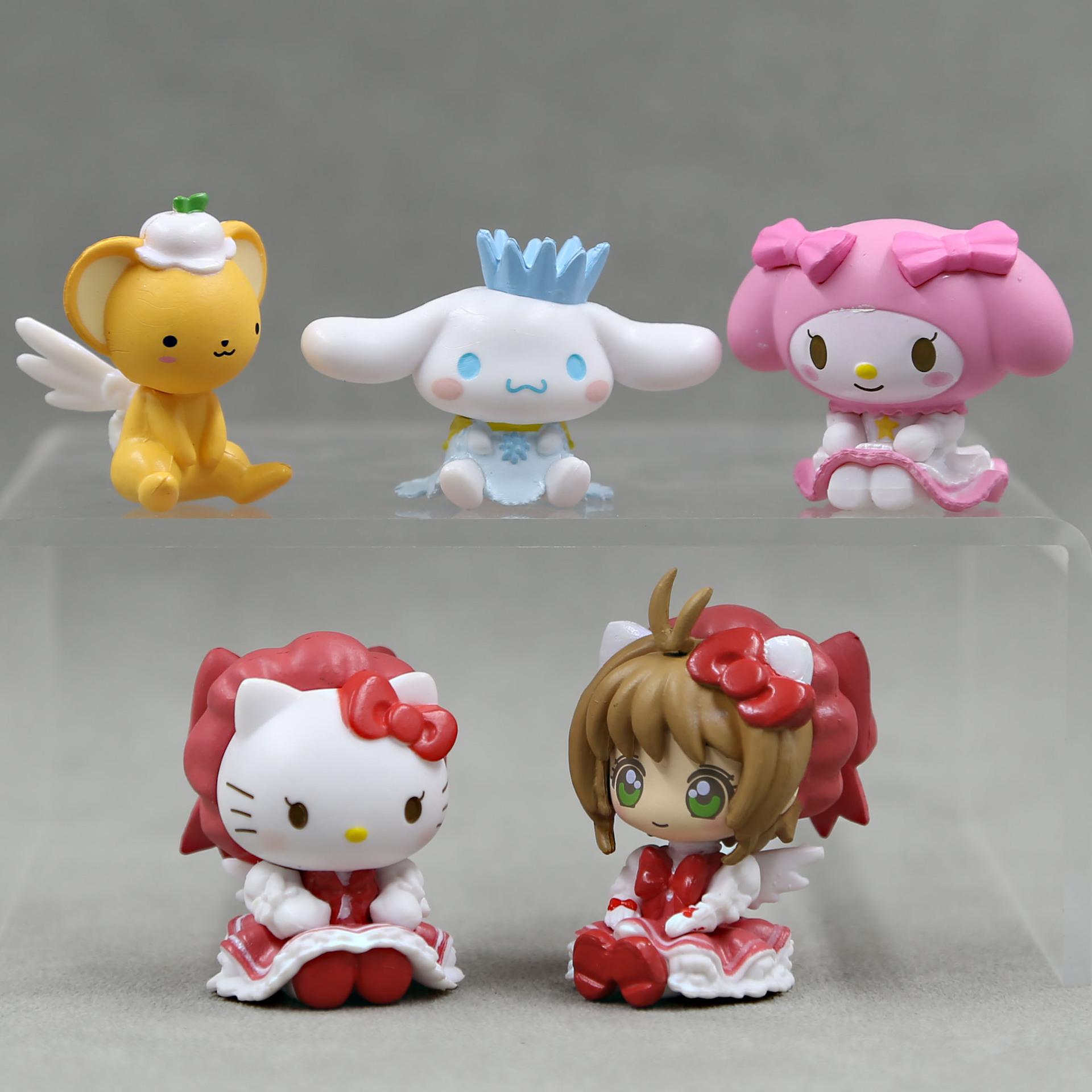 

5Pcs Cartoon Card Captor Sakura Anime Model Action Figures Decorative Ornaments Diy Cake Material Science Doll Figure Toy Gifts Premium Quality