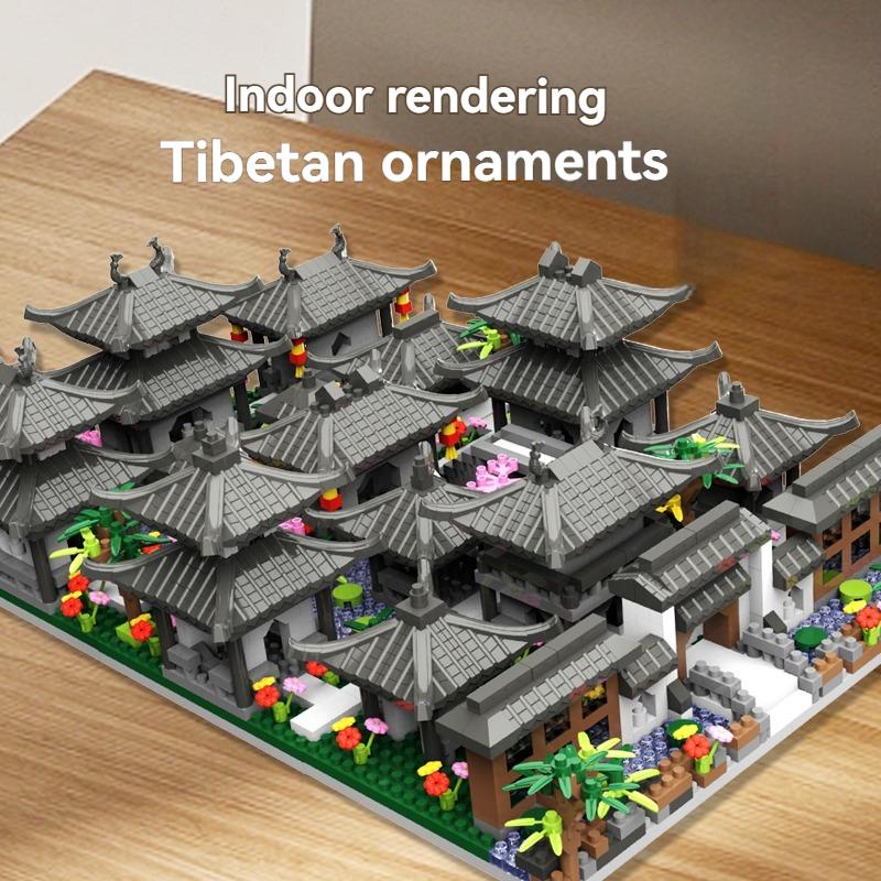Non-Toxic Chic Micro Suzhou Garden Three In One Ancient Style Architecture With High Difficulty Assembly Block Toys Puzzle Birthday Gift
