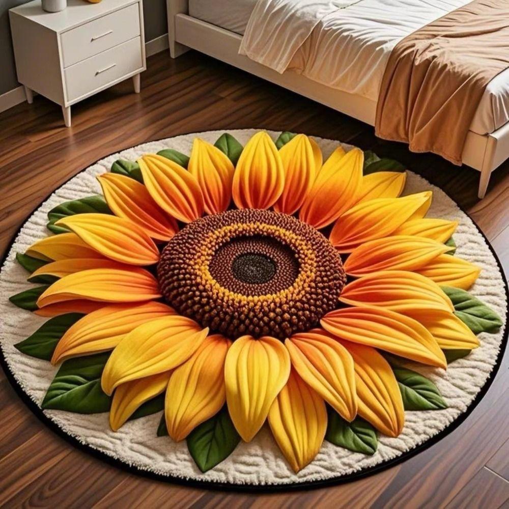 Soft Sunflower Mat Special-shaped Flower Carpet Door Gasket  for Living Room Tea Table Bedside