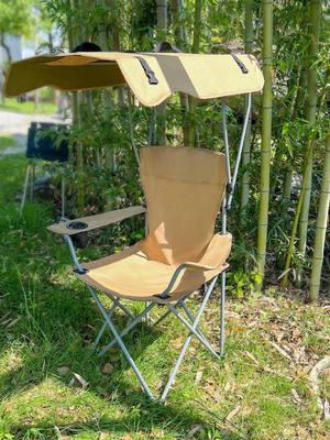 Tragbarer Klapp-Strandstuhl mit Sonnendach - Ideal für Camping, Angeln und Picknicks, Stahlrohrrahmen, Kompaktes Hocker-Design