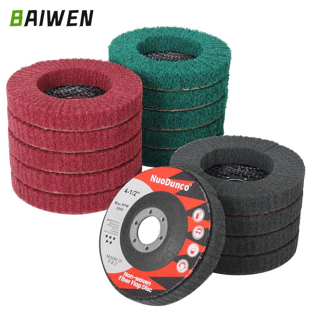 Nylon Fiber Flap Disc 4.5Inch 115mm Polishing Grinding Wheel Abrasive Buffing Grinding Discs for Rust Removal and Cleaning