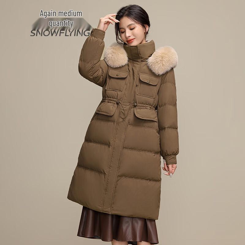 SNOWFLYING Women's Long Fox Fur Collar Thick Down Jacket