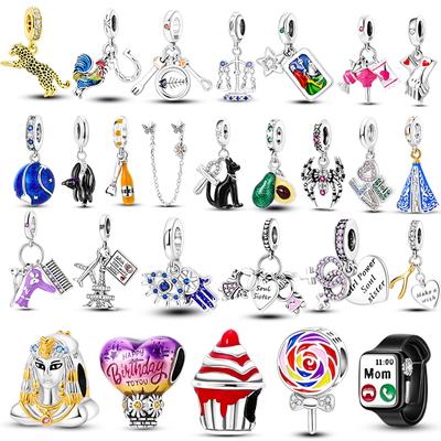Abalorios de plata de ley 925 con diseño de feliz cumpleaños, cuentas para reloj de pulsera, colgante, pulsera, collar, bricolaje, regalo