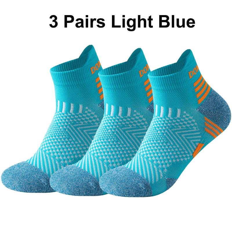 3 Pairs Marathon Running Socks Man Women Professional Sport Ankle Sock Fitness Thickened Cushioned Tube Low Cut Boat Short Socks