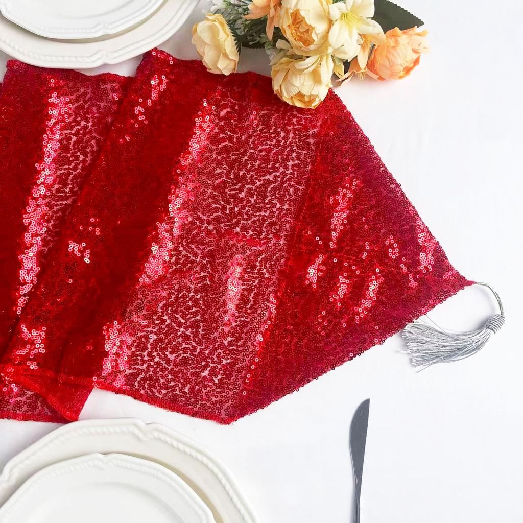 Sequin Table Runners Sparkly Wedding Dining Table Decoration Glitter Table Runner for Party Valentine's Day Event Decorations