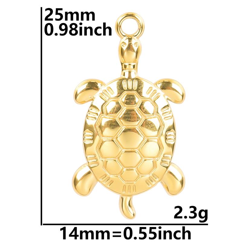 5pcs/Lot Gold Color Exquisite Sea Animal Charm Shell Tortoise Stainless Steel Pendants For Jewelry Making Supplies Beach Pendant