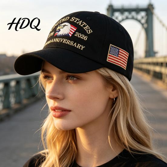 Memorial Day Baseball Cap Cap Vintage Worn Style Washed Denim Hat 250th Anniversary 1776-2026 Embroidered Patriotic Dad Adjustable Breathable