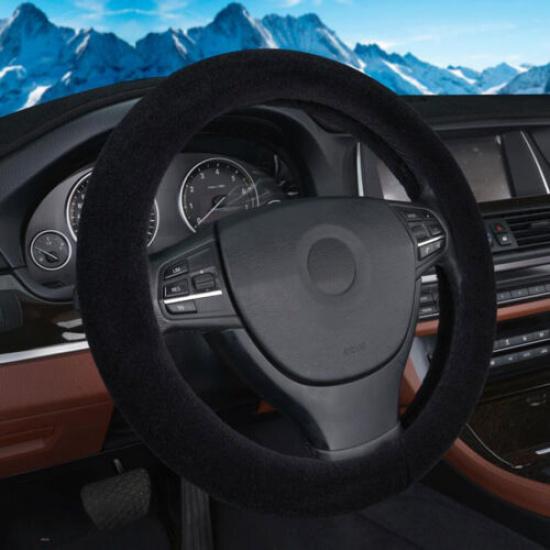 Universal Black Car Warm Wool Steering Wheel Cover Woolen Comfortable Winter