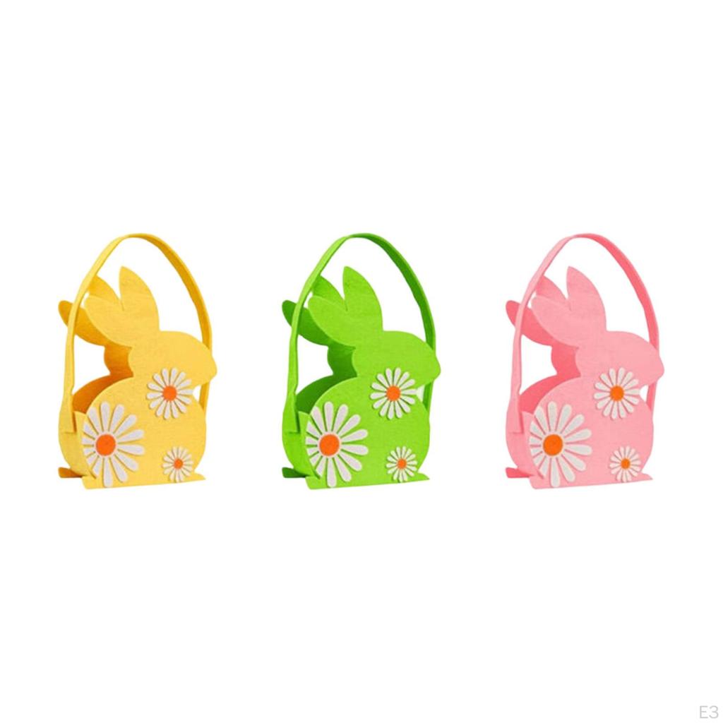 Children's Easter Basket with Rabbit Ears And Handle, Reusable Felt Fabric, Gift Storage, Egg