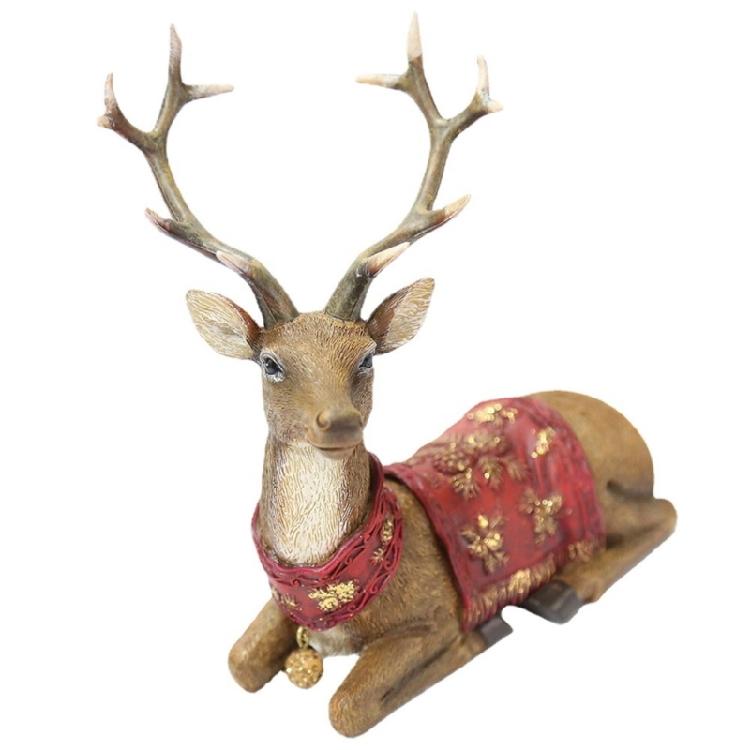 

Christmas Reindeer Figurines with Long Antler and Feet Artificial Animal Crafts Tabletop Ornament Home Decoration