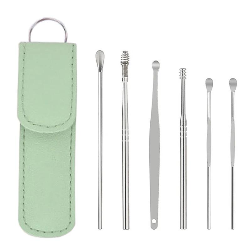 6pcs/Set Spiral Earpick Ear Wax Remover Set Ear Spoon Curette Easy Earwax Removal Ear Cleaner for Personal Hygiene