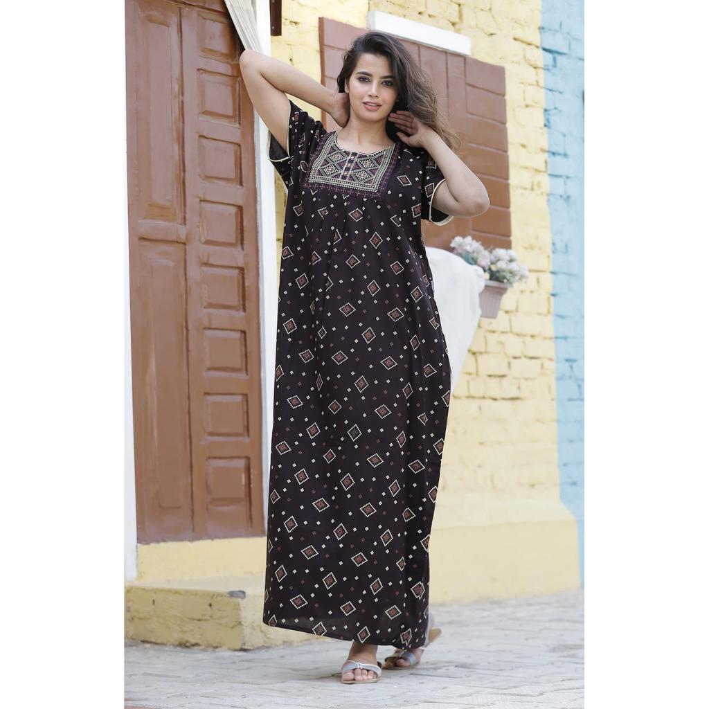 Women Casual Wear Nightwear Cotton Gown Indian Designer Printed Beautiful Nighty