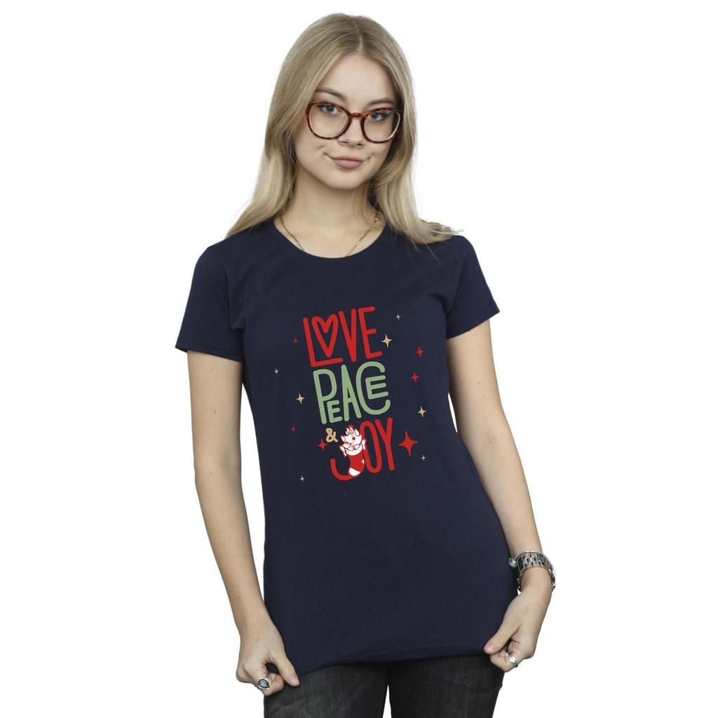 Disney Womens/Ladies The Aristocats Marie Love Peace Joy Cotton T-Shirt