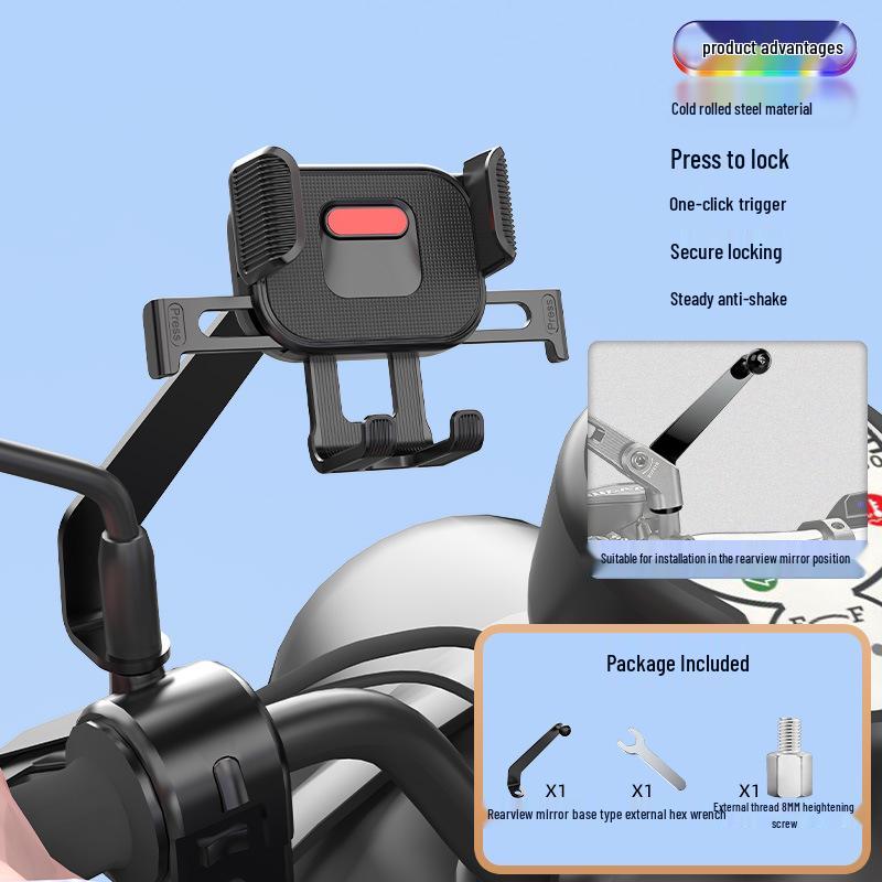 

Shockproof Rearview Mirror Phone Holder for Delivery Riders