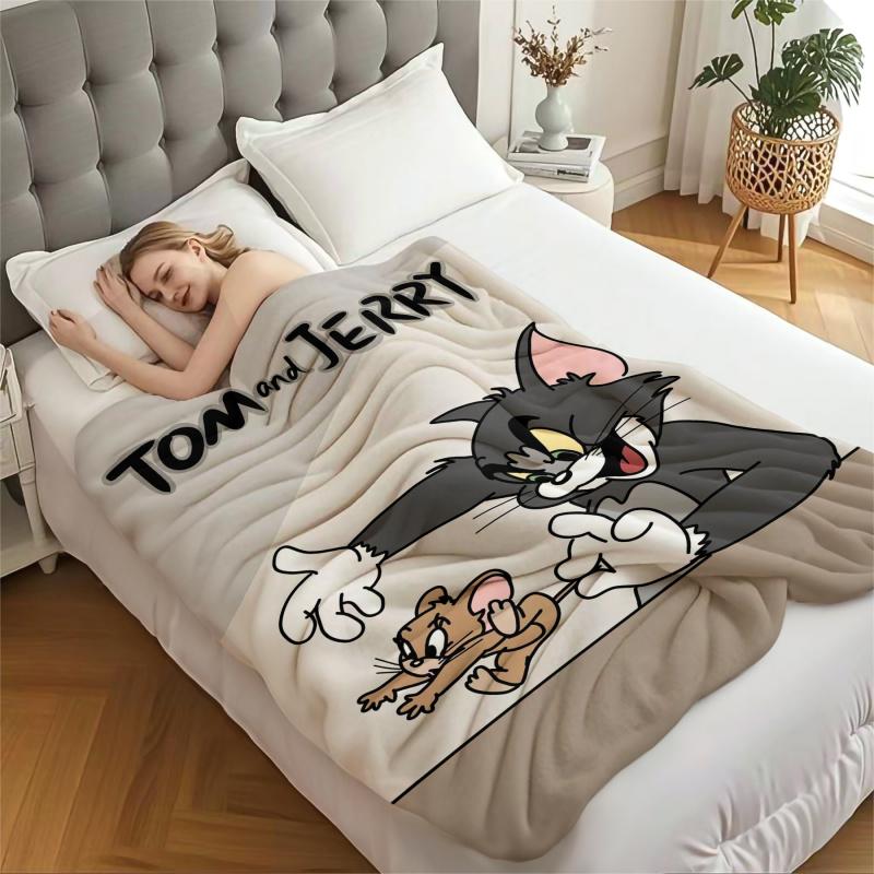 Coperta Classica Tom & Jerry Cartone Animato Tom e Jerry Stampata Flanella Plaid per Casa Tempo Libero Campeggio Viaggio Regalo di Festa per Bambini