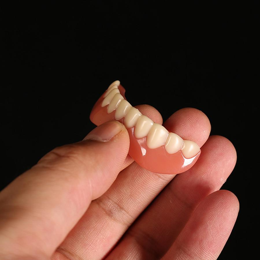 Set Upper & Lower Silicone False Teeth Dental Veneers Dentures False Tooth Smile