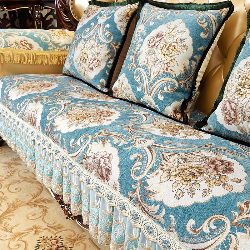 

Роскошный чехол для дивана в стиле ретро в европейском стиле, противоскользящий чехол для четырех сезонов, универсальный секционный чехол для дивана, защитные чехлы для мебели l55x60