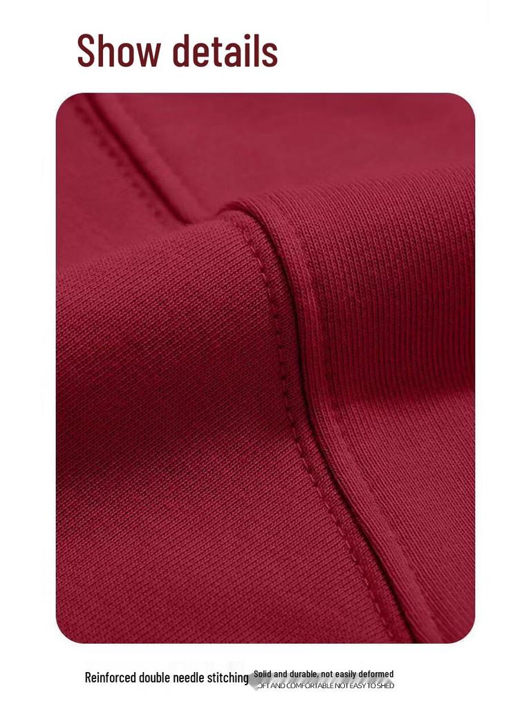 Felpa con cappuccio unisex in velluto rosso vino Anno del Cavallo: Stile Cinese Autunno/Inverno Ispirato allo Zodiaco