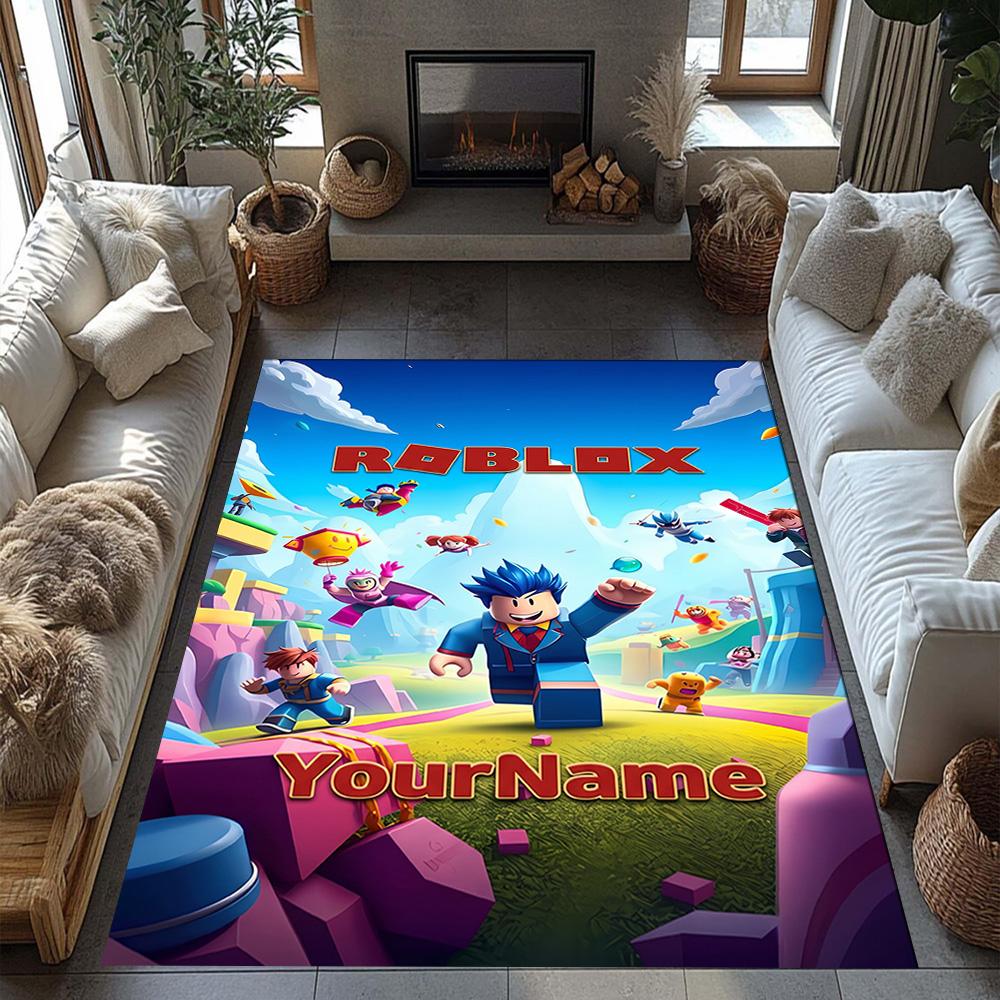 Roblox 176 Customized Name Area Rug Perfect for Playrooms Dormitory Entryway Hallway Antislip Carpet Anime Office Decor
