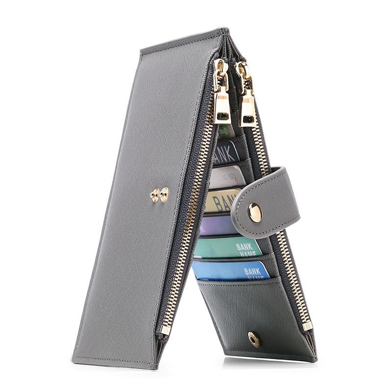 

Guangzhou multi-card card bag on behalf of RFID folding double zipper wallet large capacity wallet OEM OEM 18.5x11x1 світло-сірого кольору