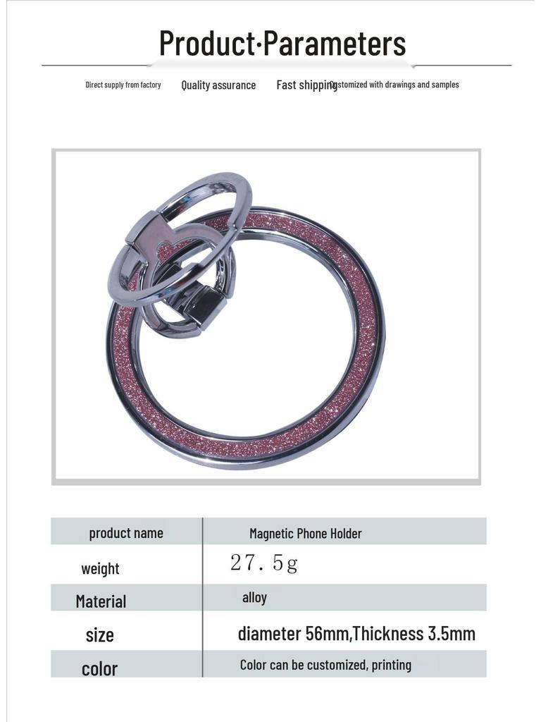 MagSafe Magnetic Phone Ring Holder Stand - Double Ring Glitter Zinc Alloy Desktop Stand