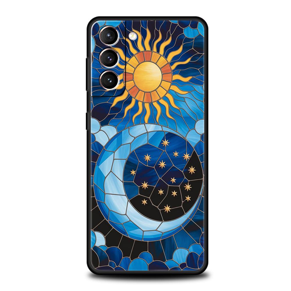 Phone Case Cover for Samsung Galaxy S25 Edge S24 S23 S22 S20 S21 FE Ultra S10 S10E Plus 5G Soft TPU Beautiful Sun Moon Glass Bag