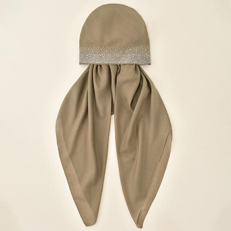 Premium Diamant Baumwolle Elastisches Stirnband Kappe Für Frau Muslimischer Hijab Hut Damenmode Sofortiger Schal Islamischer Turban 75*25cm