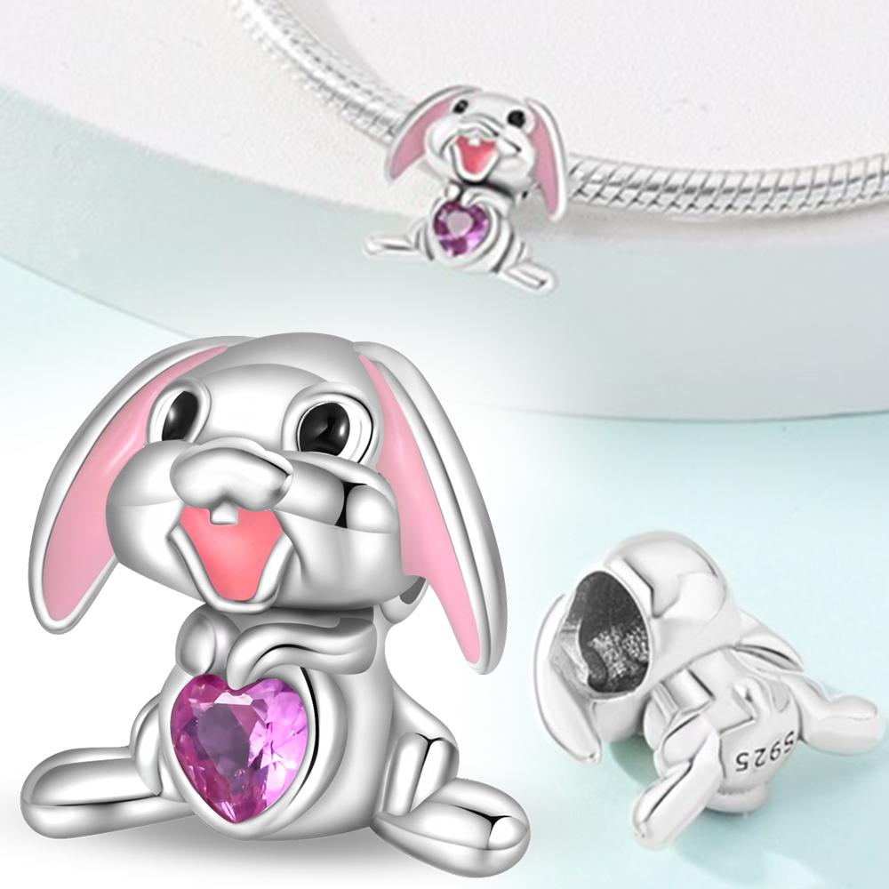 Copper Pink Elephant Animal Charm Beads Fit Charm Copper Original Bracelet For Women Jewelry Making