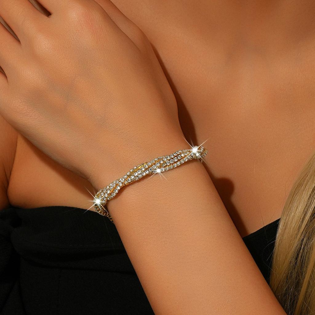 Voll Diamant Elastisches Armband Leichter Luxus Nische Exquisites Armband Umrundungsarmband Handseil Verdrehtes Armband Weiblich