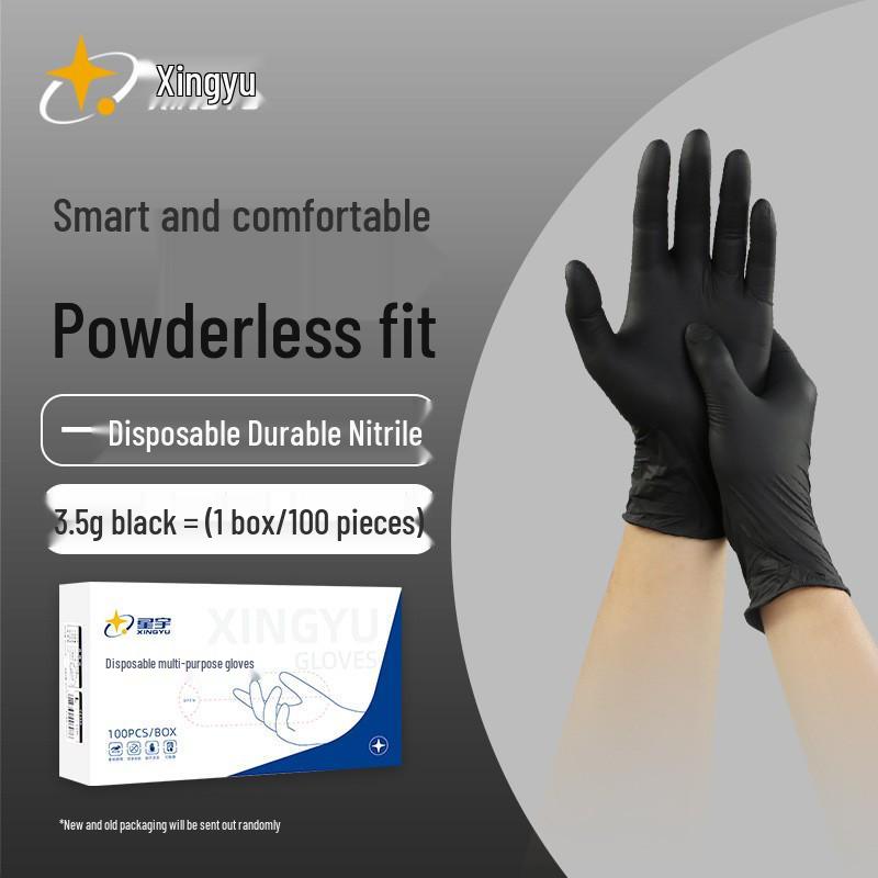 Blue/White/Black Nitrile Disposable Gloves - Tear-Resistant, Oil-Resistant, Waterproof, Non-Slip Hand Protection for Food Contact